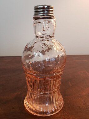 Vintage Imperial Pink Depression Glass Butler Man Salt & Pepper Shaker 5-1/2"